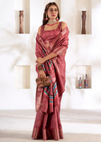 Maroon Soft Dola Silk Saree With  Foil Print With Jacquard Woven Work