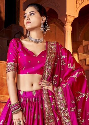 Marvelous Hot Pink Sequins Embroidered Silk Lehenga Choli