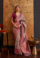 Mauve Handloom Weaving Silk Saree With  Woven Work
