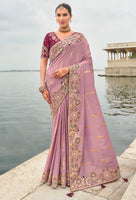 Mauve Silk Saree With  Embroidery Work
