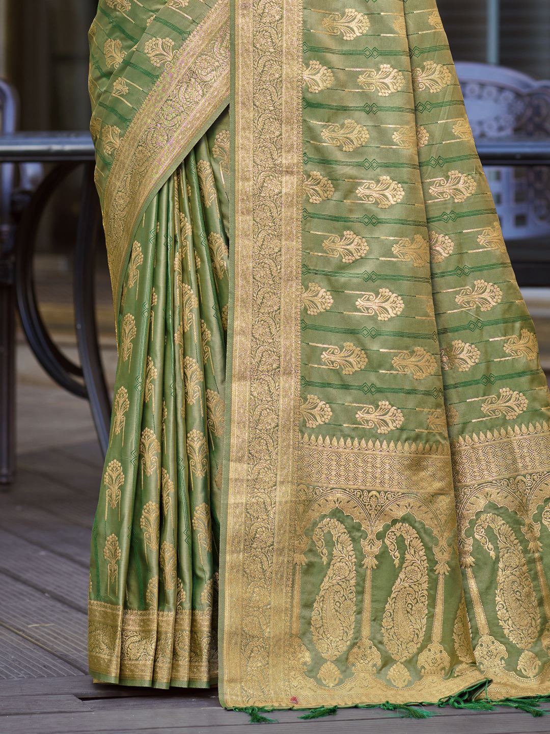 Mehendi Color Satin Silk Classic Saree