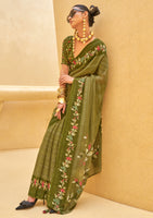 Mehendi Georgette Printed Saree