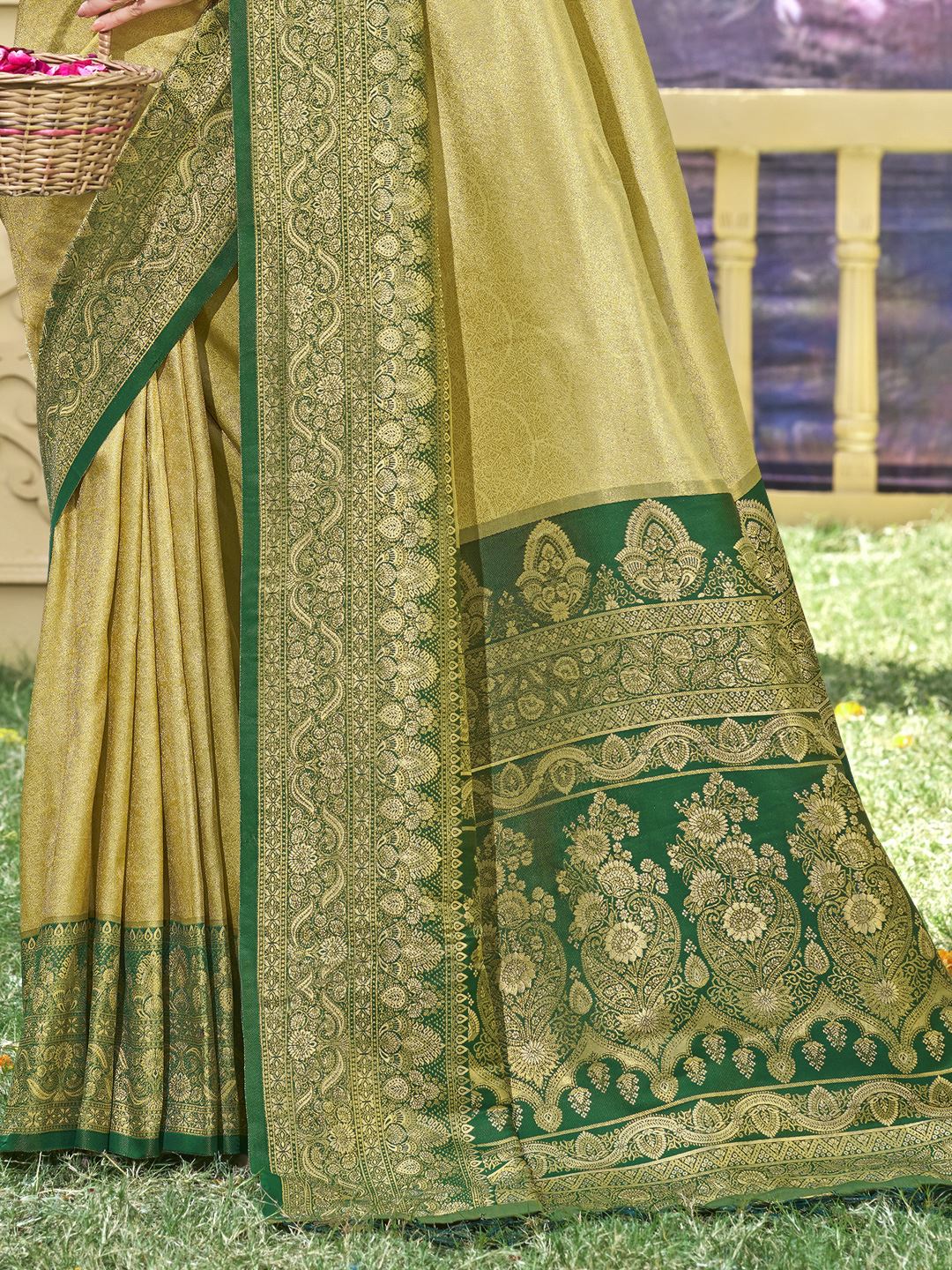 Mehendi Green Color Woven Work Banarasi Silk Saree