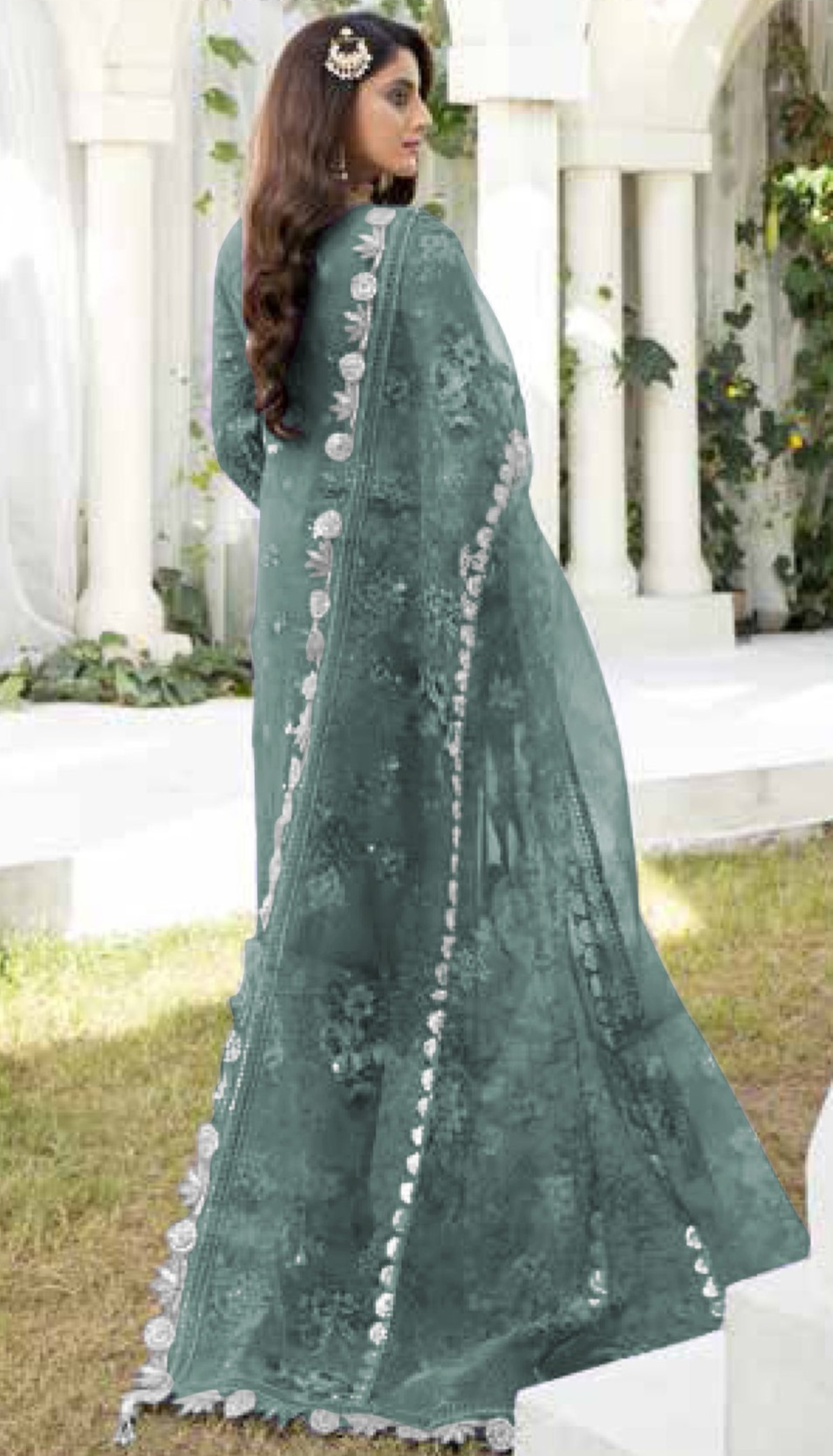 Mehendi Green Heavy Designer Suit With Heavy Embroidery Work