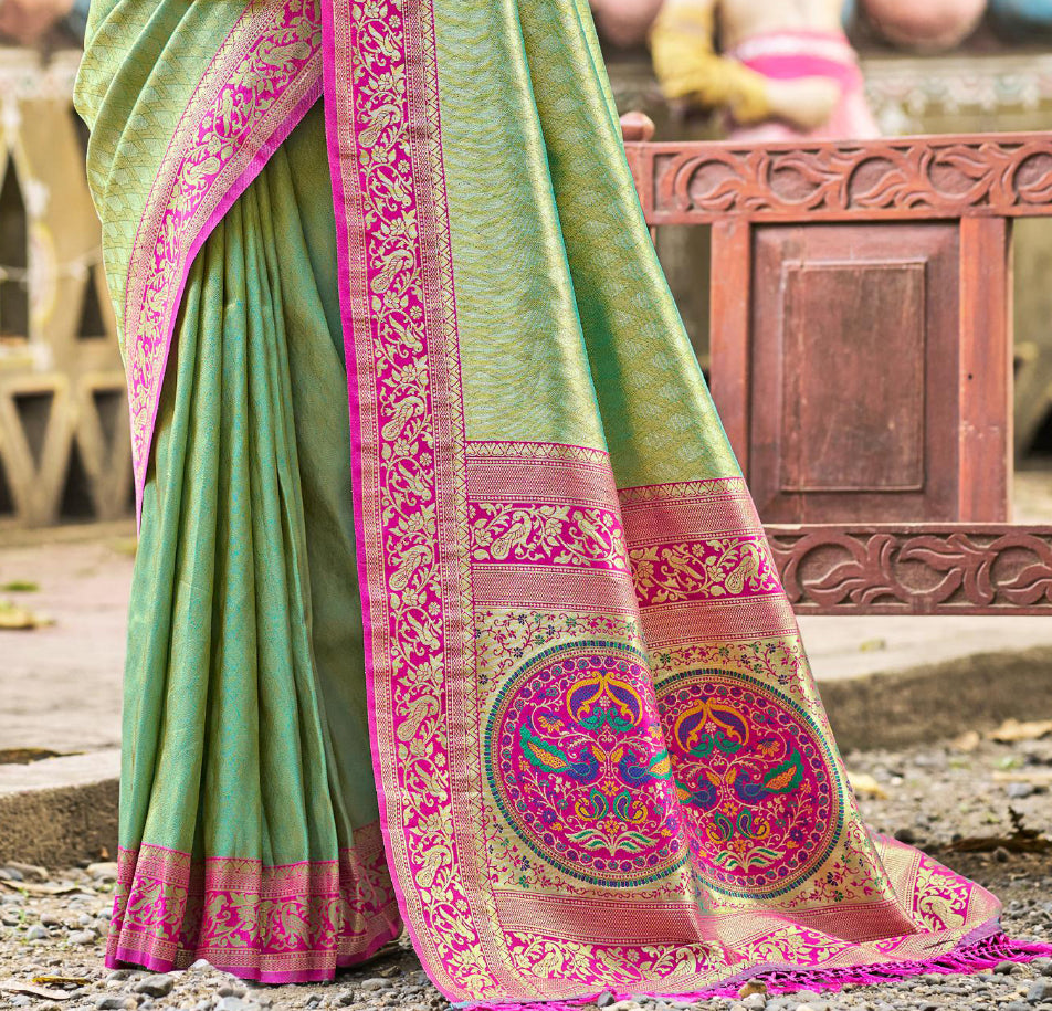 Mehendi Green Kanjivaram Silk Saree With Understated Luxury and Comfort