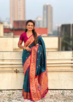 Metallic Silk Blend Paithani Saree