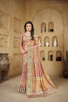 Midnight Pink Beautiful Designer Position Digital Foil Printed Crepe Silk Designer Partywear Saree