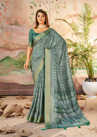 Mineral Green Beautiful Dolla Silk Woven Border Designer With Printed Saree