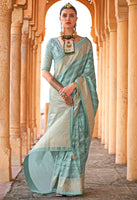 Mint Green Saree With  Jacquard Woven Work