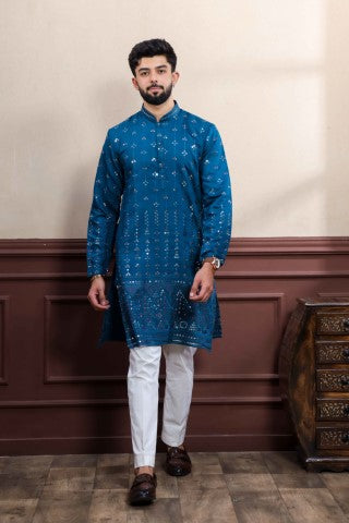 Morpeach Partywear Kurta Pajama with Designer Embroidery