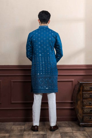 Morpeach Partywear Kurta Pajama with Designer Embroidery