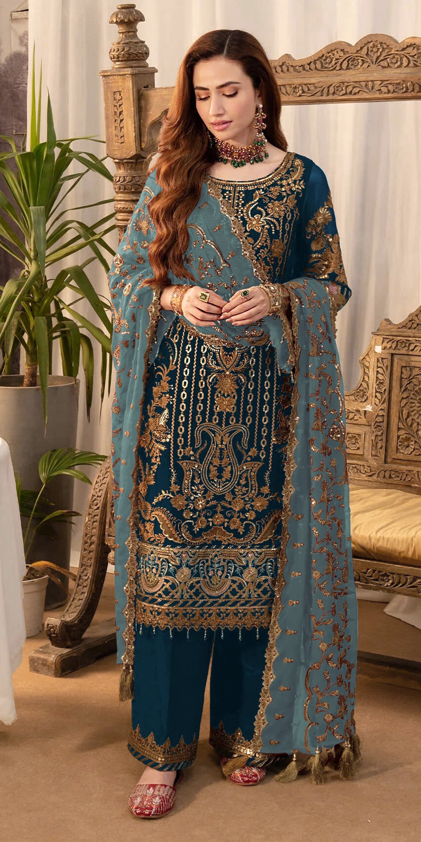 Morpich Pakistani Salwar Suit With Heavy Embroidery Work