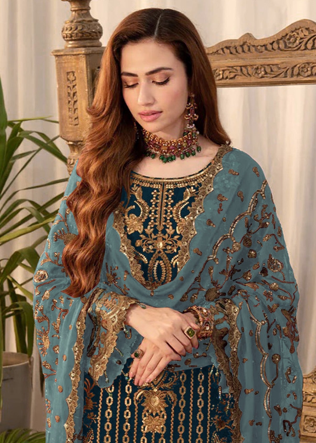 Morpich Pakistani Salwar Suit With Heavy Embroidery Work