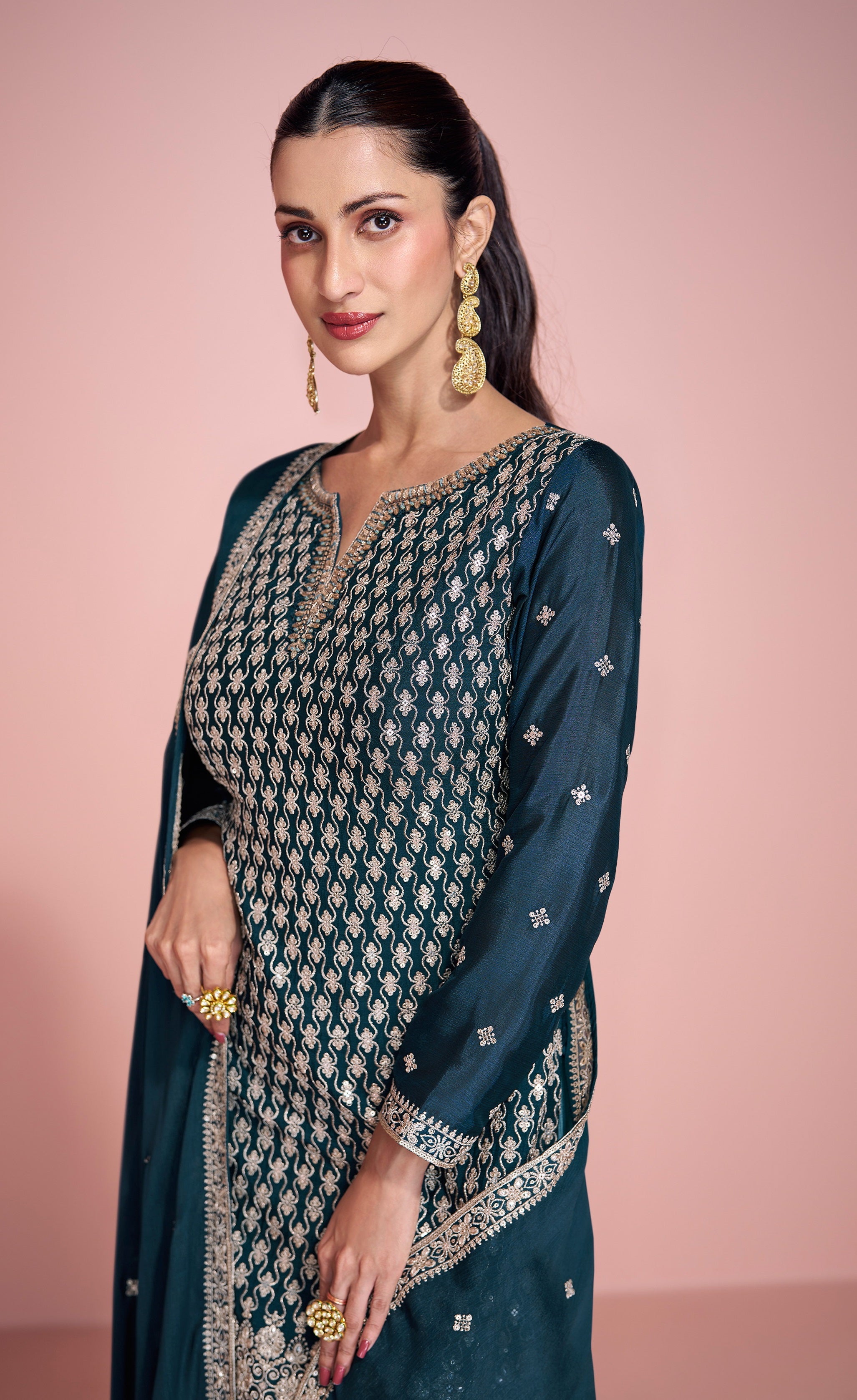 Morpich Palazo Suit With Heavy Embroidery Work