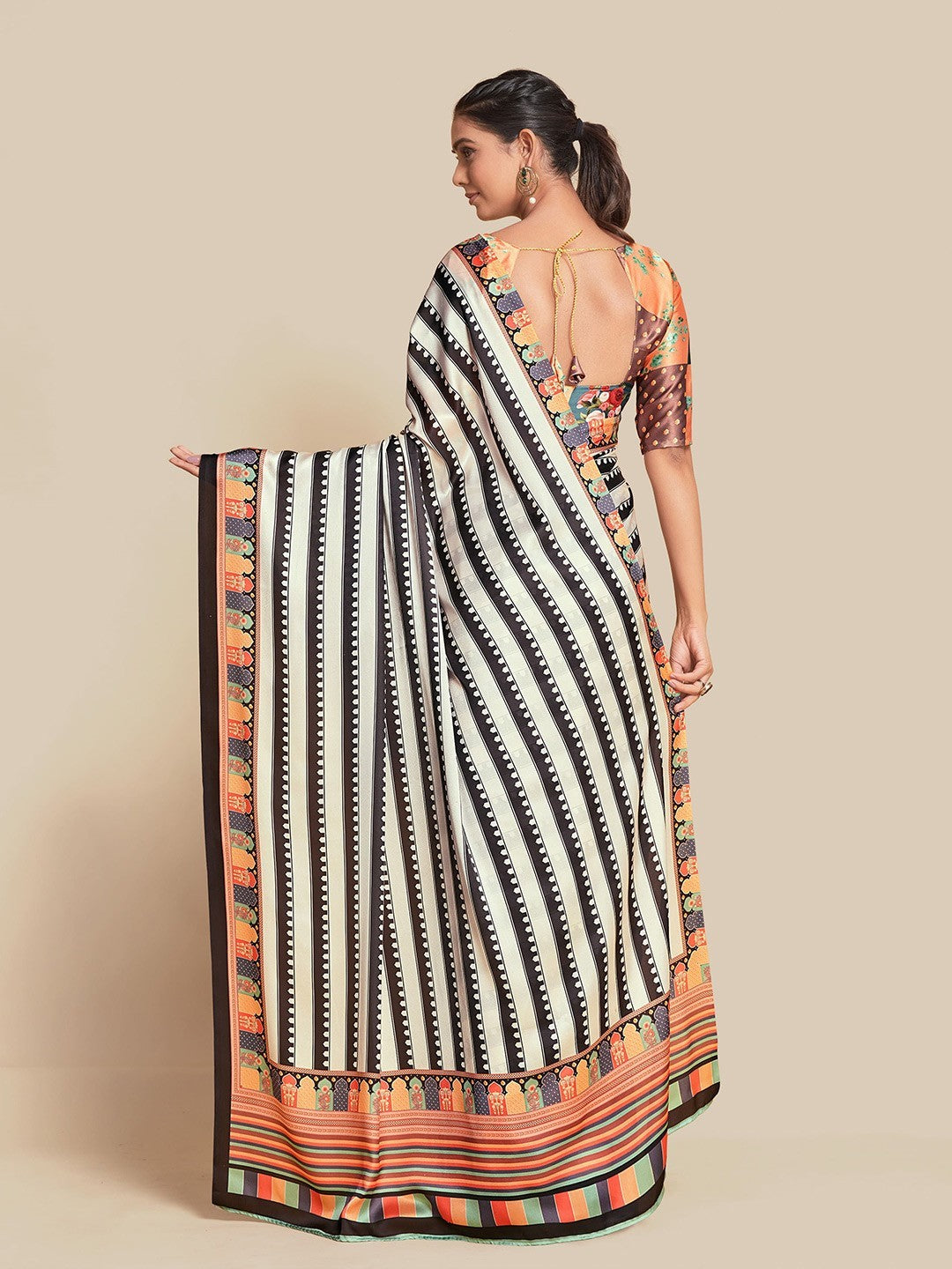 Multi Bright Moss Saree With Printed