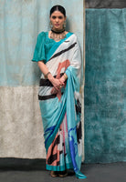 MultiColor Crape Saree With  Digital Print