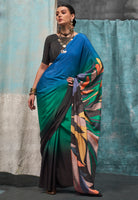 MultiColor Crape Saree With  Digital Print