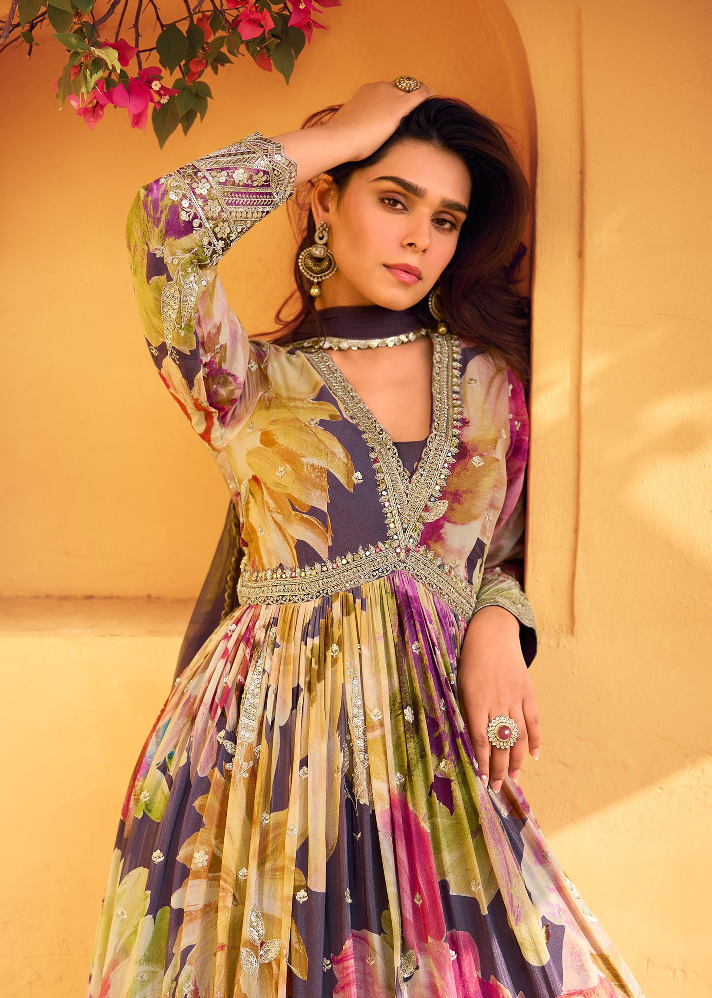 Multi Colour Anarkali Suit With Heavy Embroidery Work