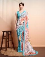 Multi Georgette Designer Printed Graceful Ethnic Saree