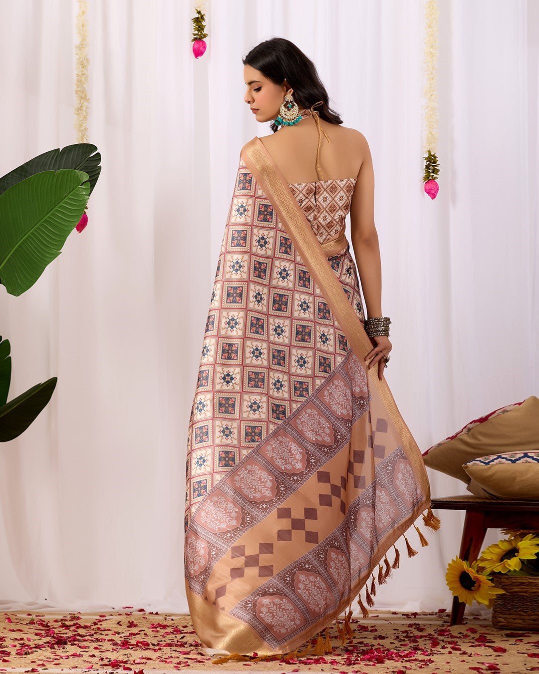 Multi Soft Lichi Silk Saree With Digital Printed Classic Designer Saree