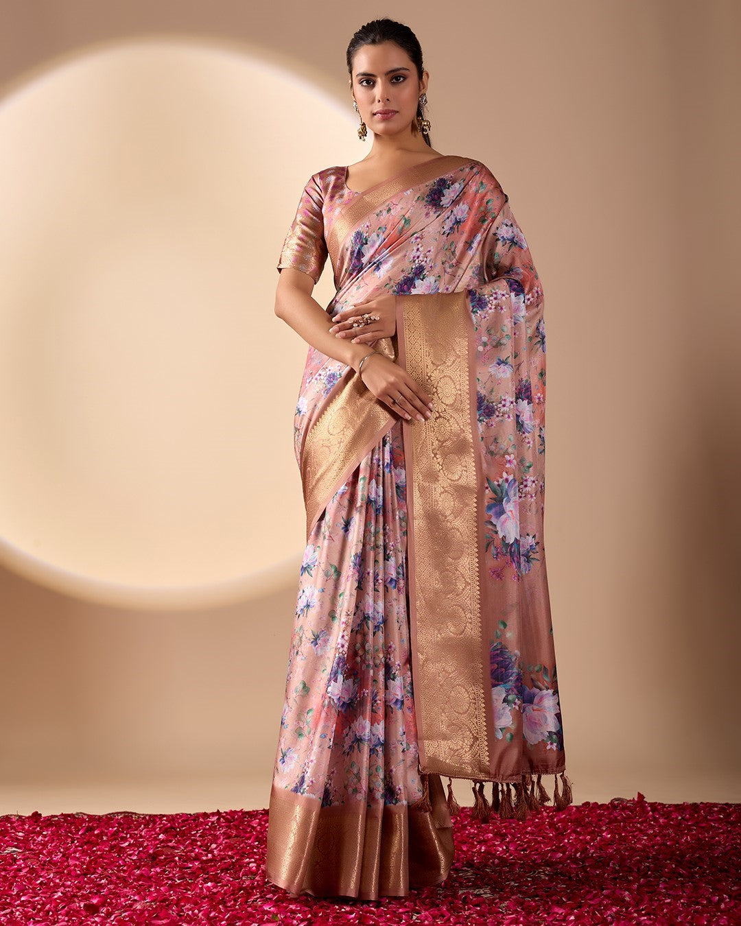 Multi Soft Lichi Silk Saree With Digital Printed Elegant Premium Saree