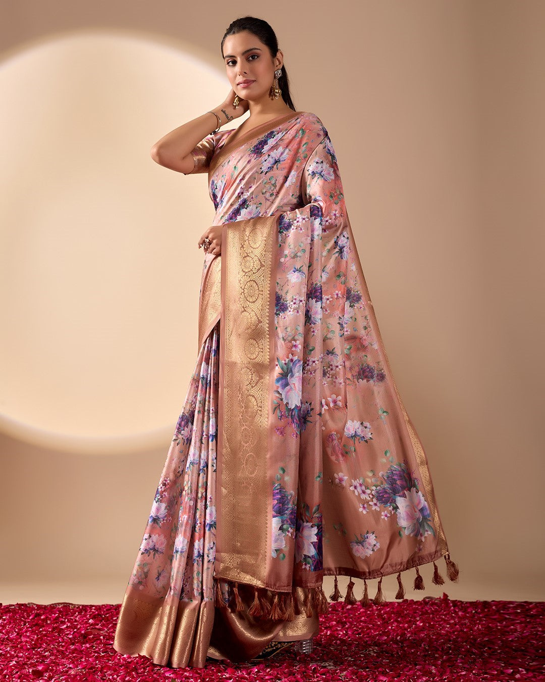 Multi Soft Lichi Silk Saree With Digital Printed Elegant Premium Saree