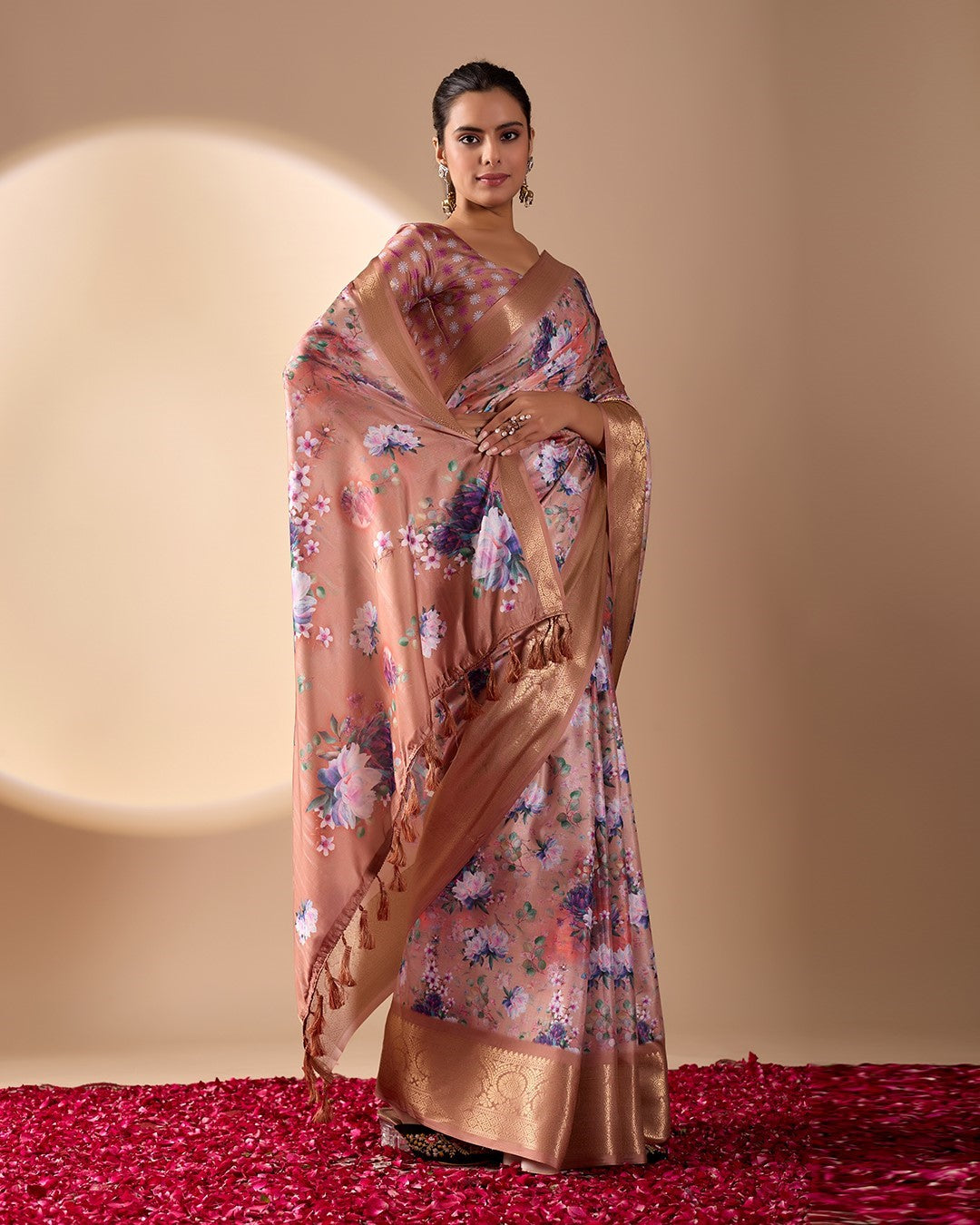 Multi Soft Lichi Silk Saree With Digital Printed Elegant Premium Saree