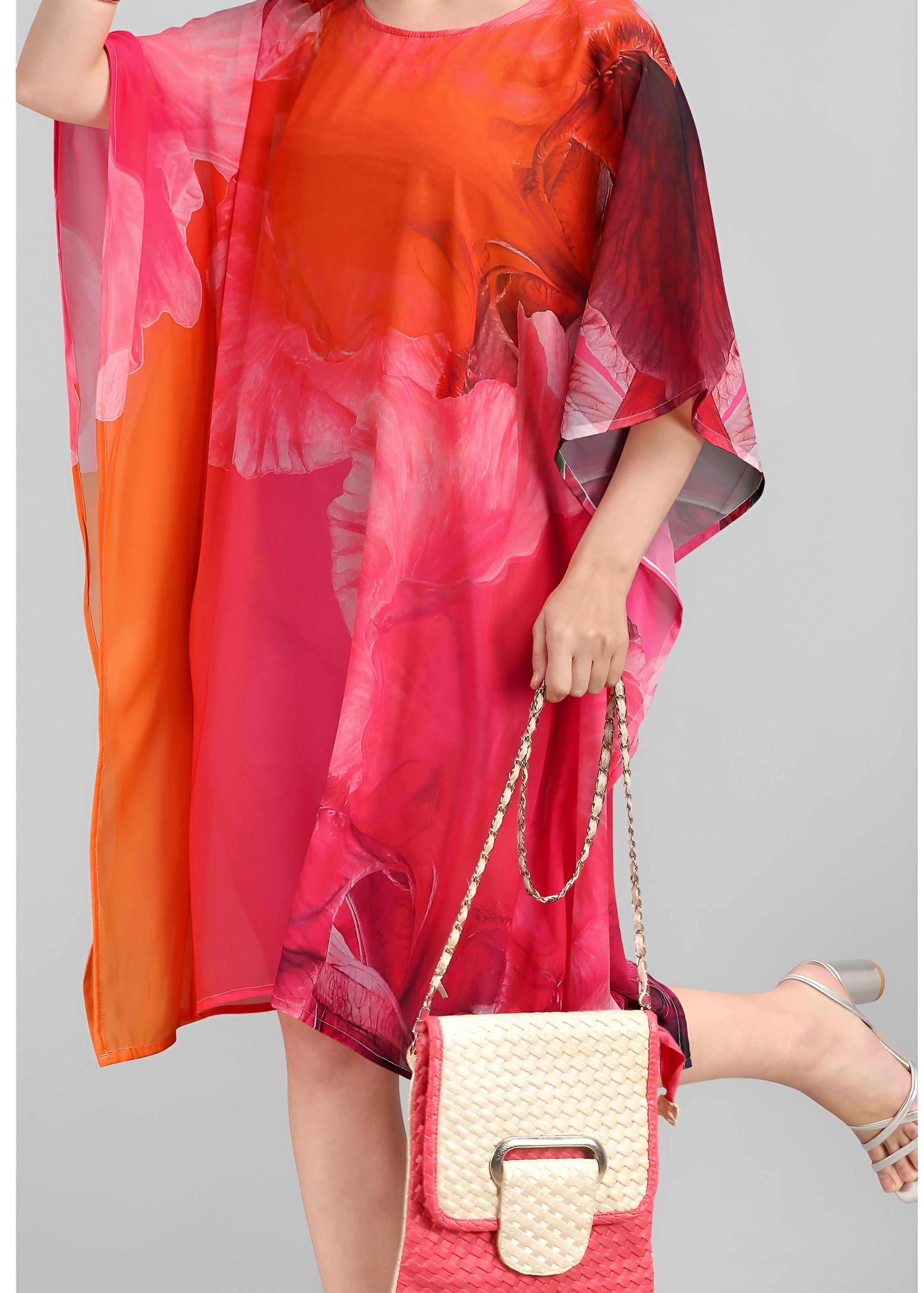 Multi Weightless Georgette Readymade Kaftan With Digital Printed