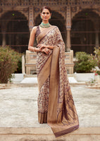 Multicolor Crepe Silk Saree With  Print With Woven Work