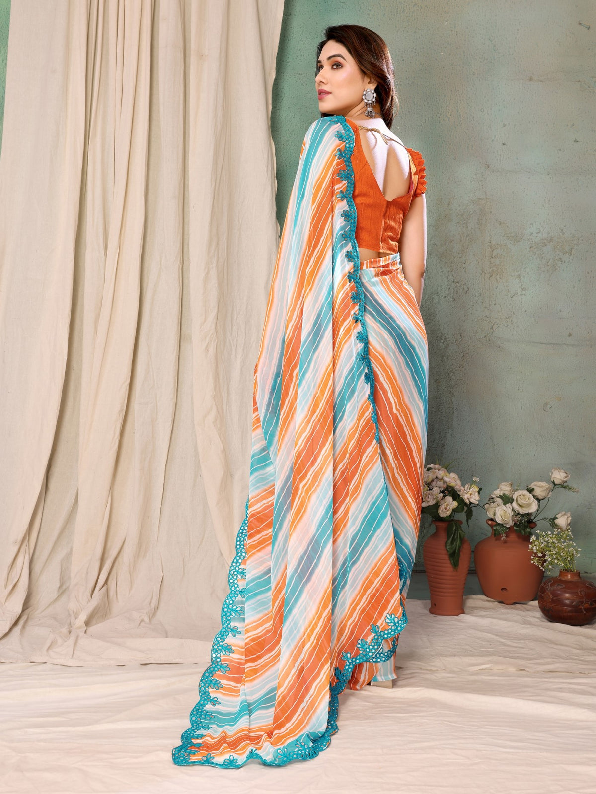 Multicolor Georgette Saree with Fancy Printed Design