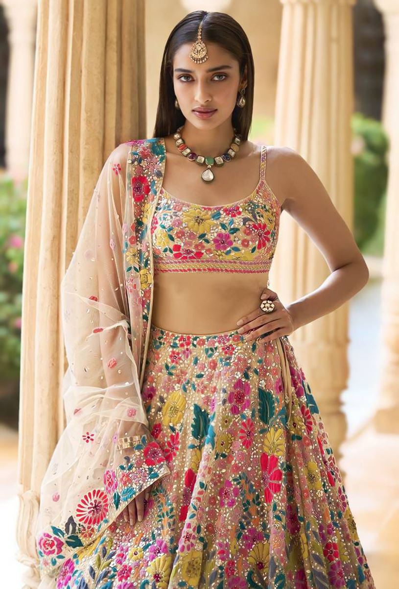 Multicolor Lehenga Choli With Embroidery Work