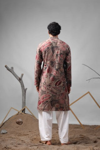 Multicolor Modal Silk Designer Printed Ethnic Ceremonial Kurta Pajama