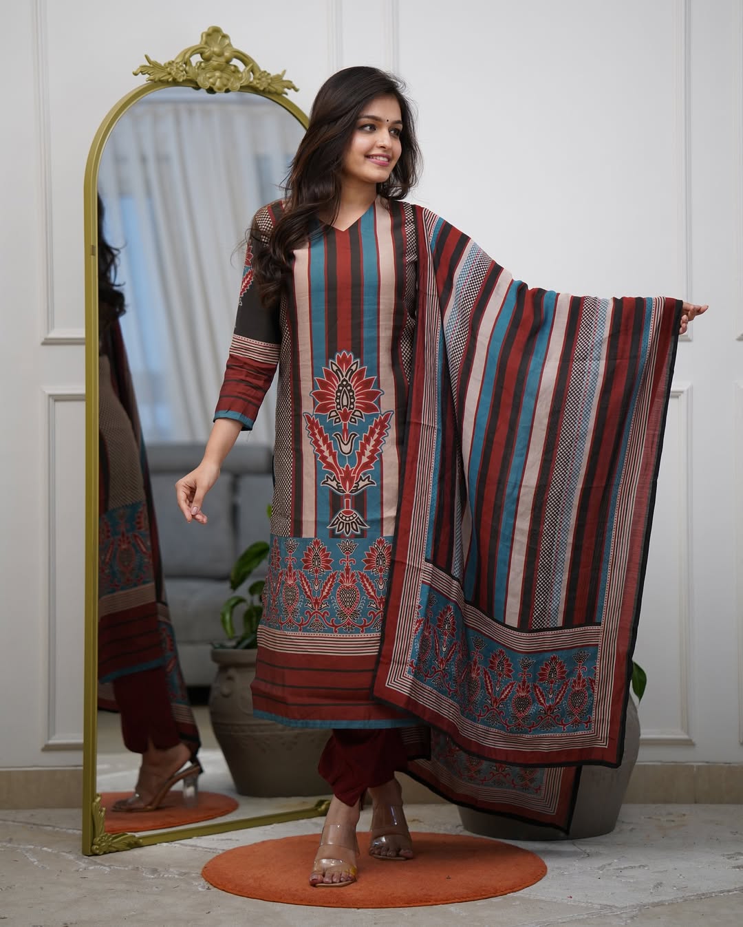 Multicolor Rayon Kurta Pant Set  Printed