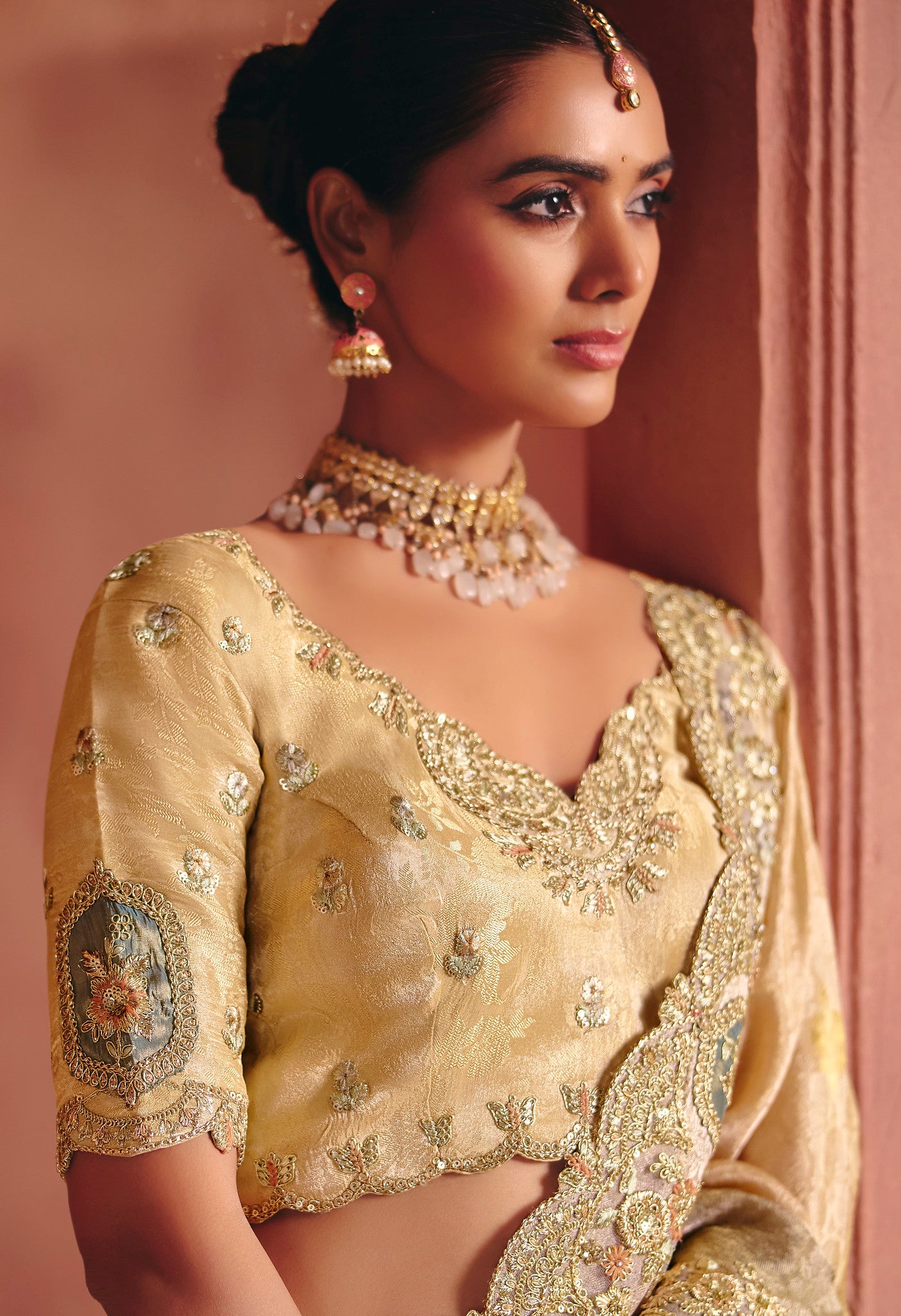Multicolor Saree With  Heavy Embroidery, Sequin, Thread Work With Heavy Embroidery Work Blouse