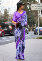 Multicolor Satin Crepe Saree With  Digital Print