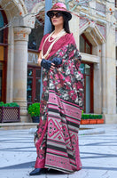 Multicolor Satin Saree With  Digital Print