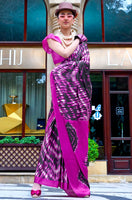 Multicolor Satin Saree With  Digital Print