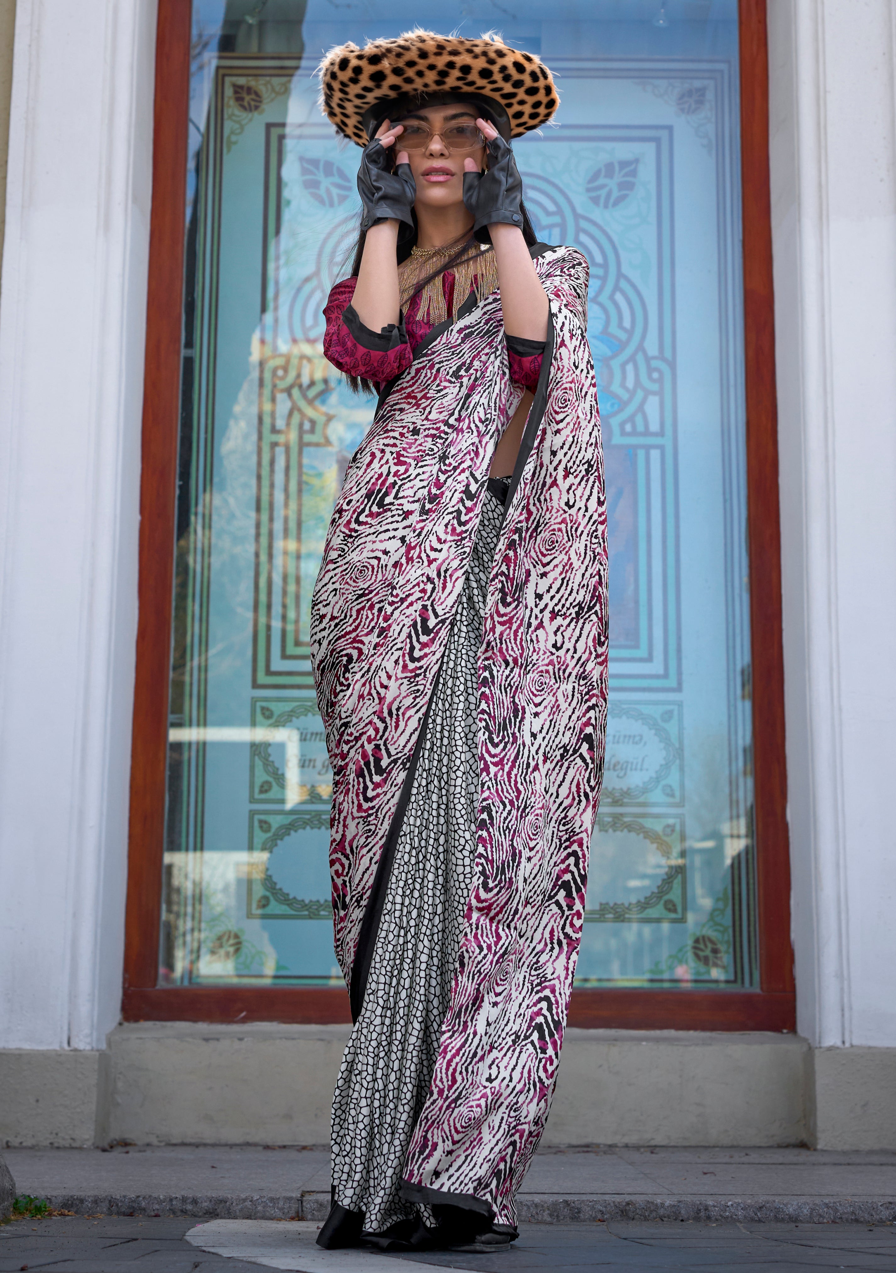 Multicolor Satin Saree With  Digital Print