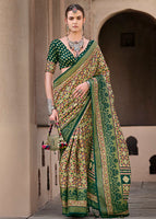 Multicolor Silk Saree With  Ajrakh Print
