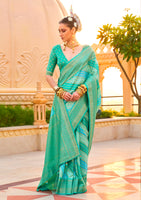 Multicolor Silk Saree With  Printed With Jacquard Woven Work