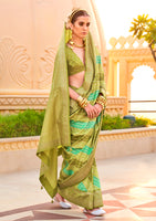 Multicolor Silk Saree With  Printed With Jacquard Woven Work