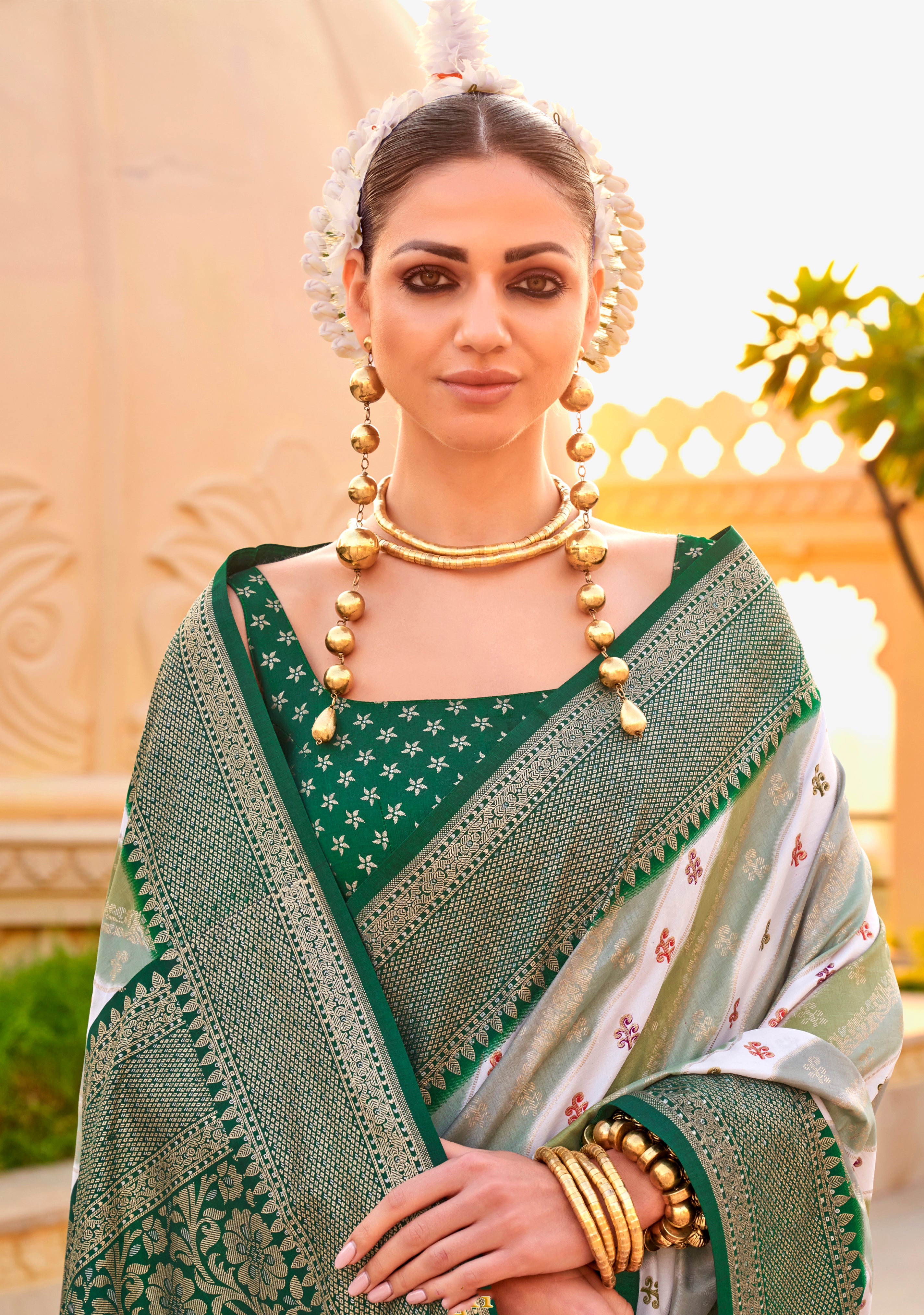 Multicolor Silk Saree With  Printed With Jacquard Woven Work