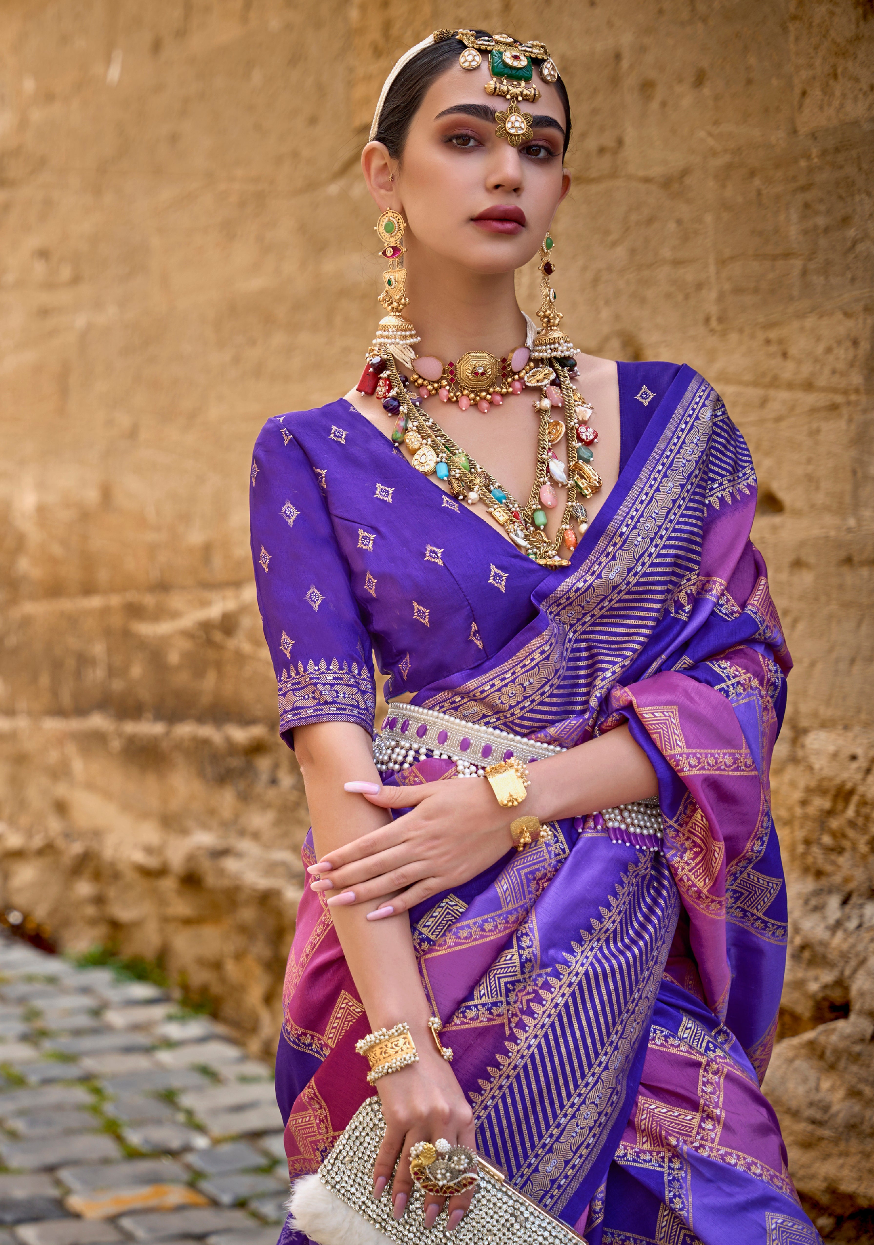 Multicolor Superior Silk Saree With Jacquard Woven