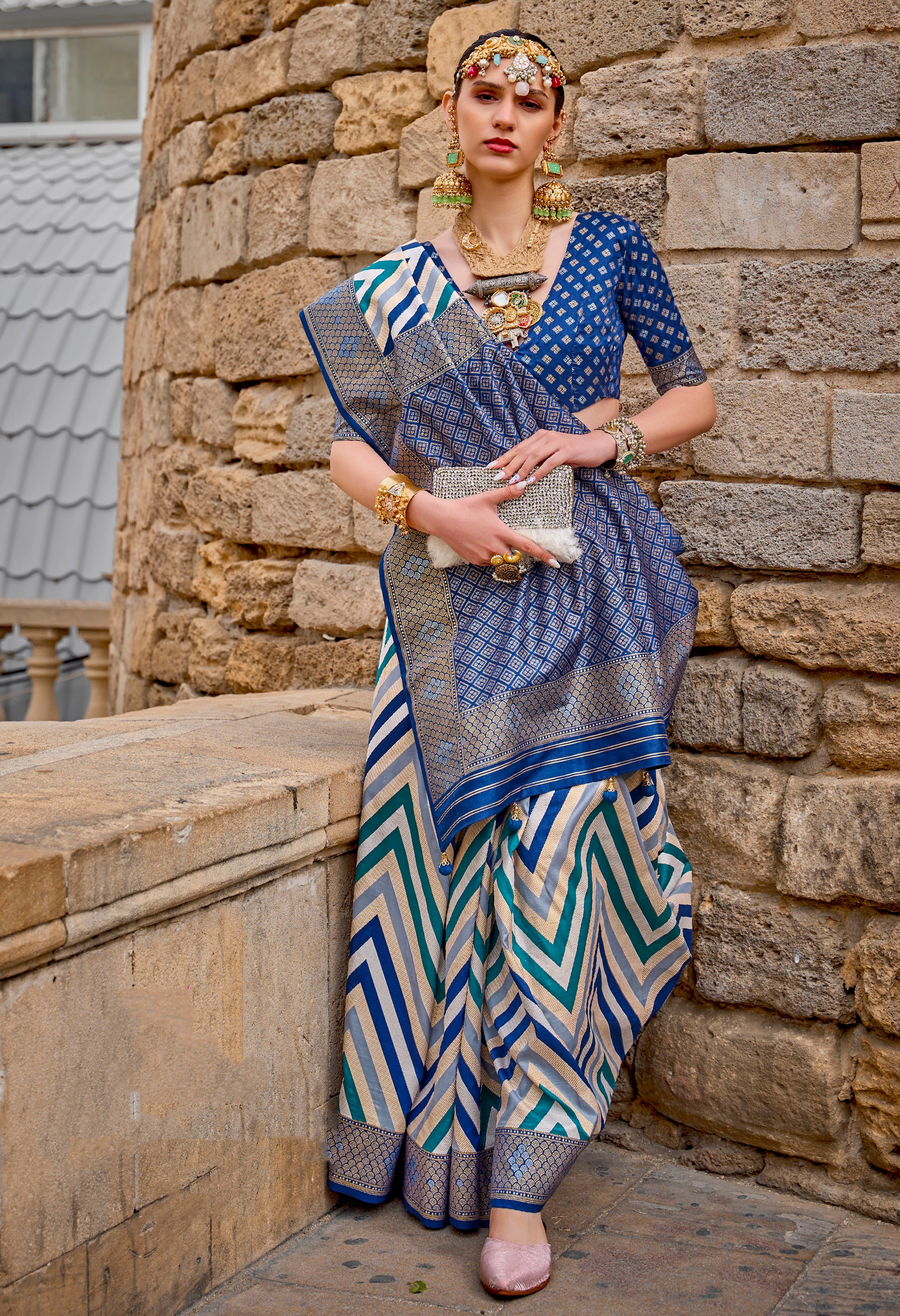 Multicolor Superior Silk Saree With Jacquard Woven
