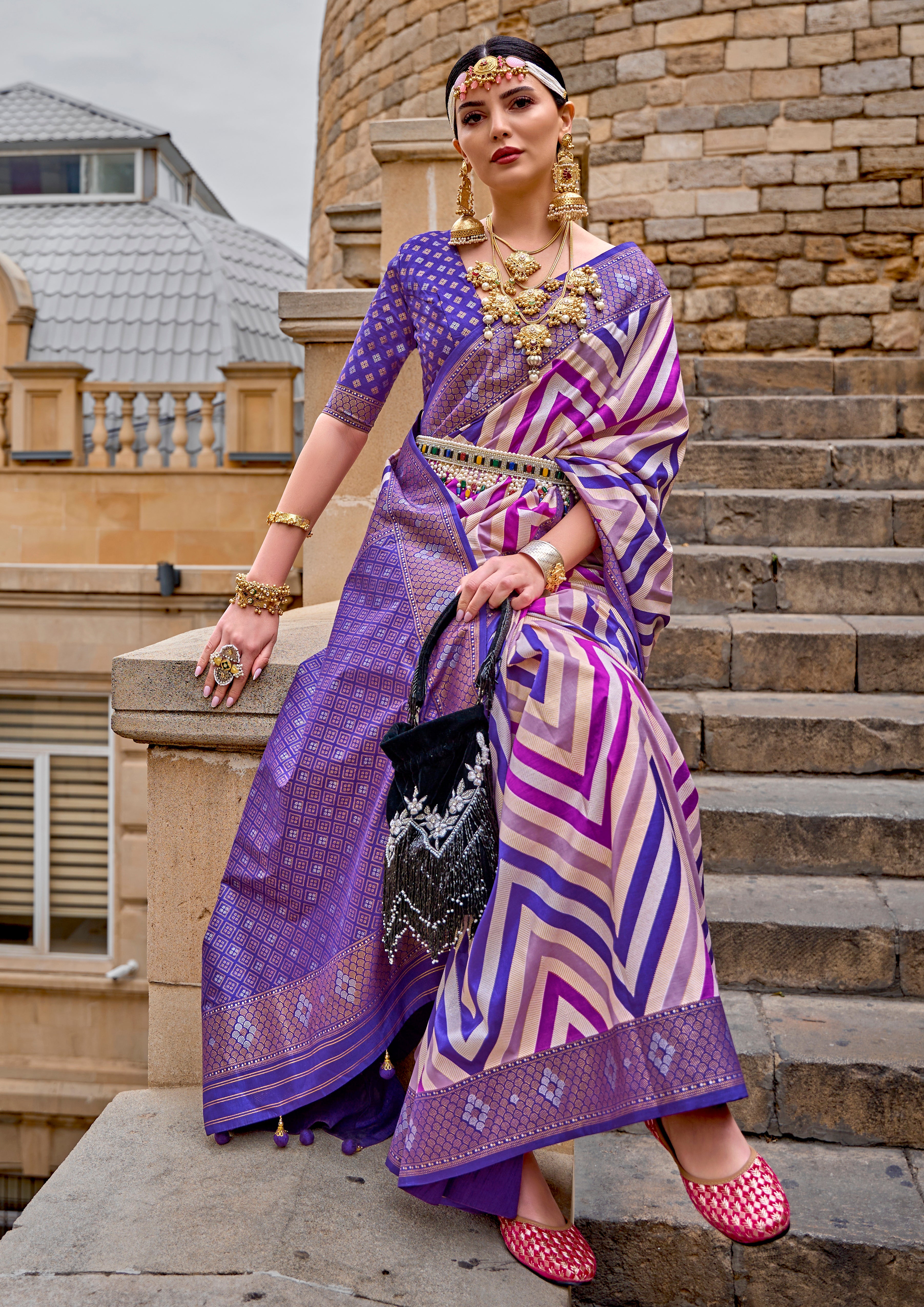 Multicolor Superior Silk Saree With Jacquard Woven