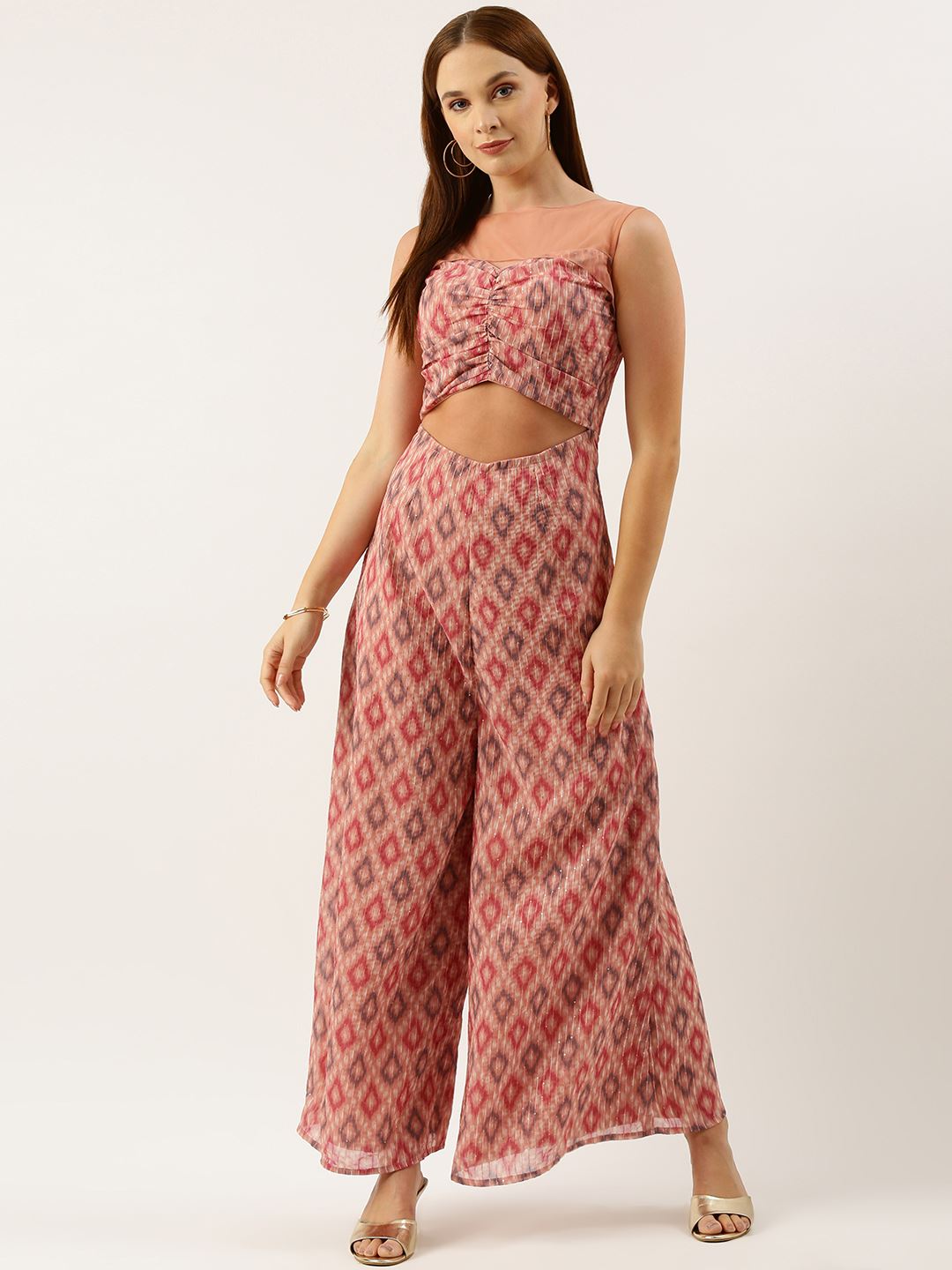 Multicolored Georgette Jumpsuits with Print with Crochat Work
