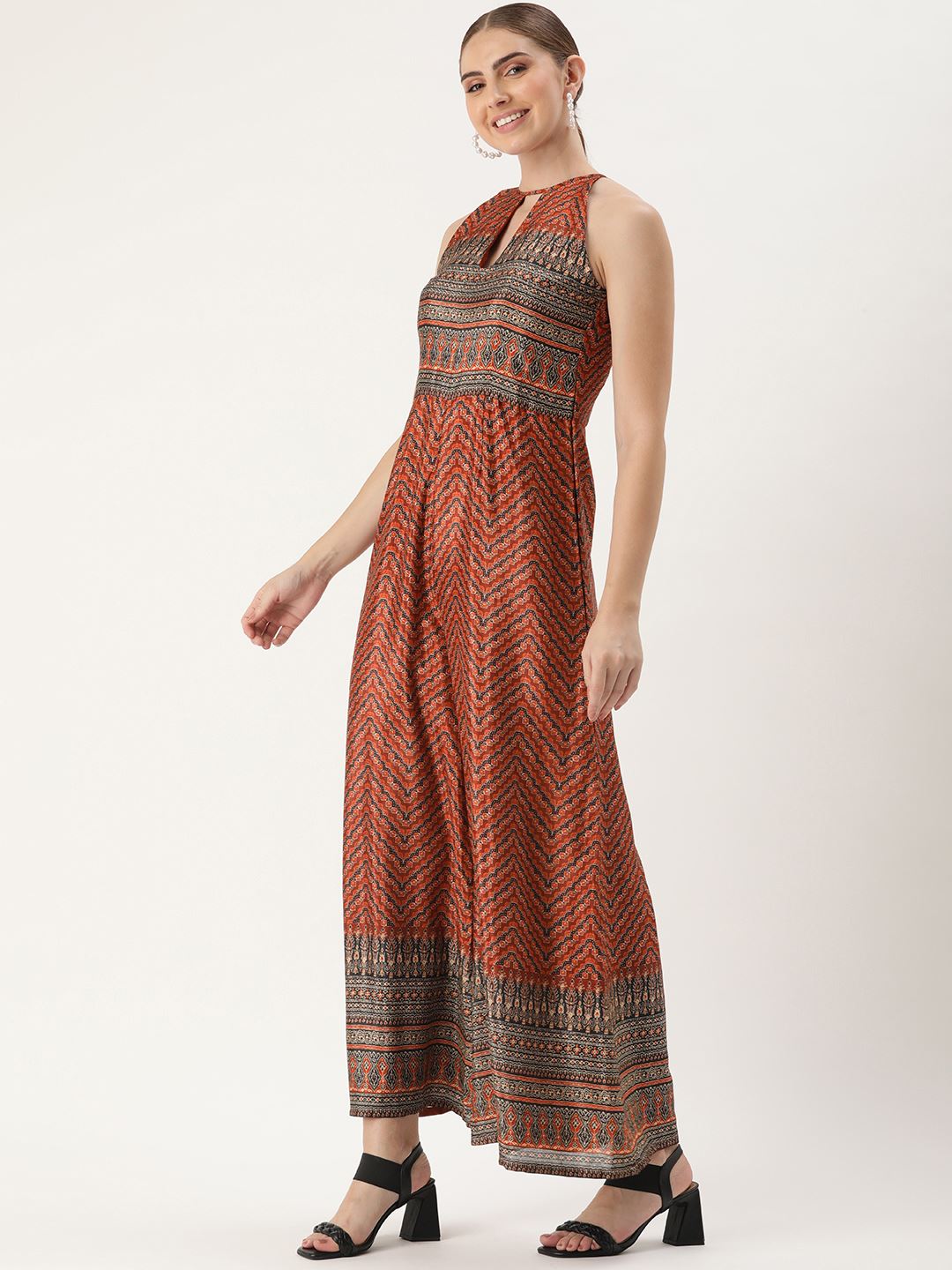 Multicolored Polyester Jumpsuit with Abstract Print