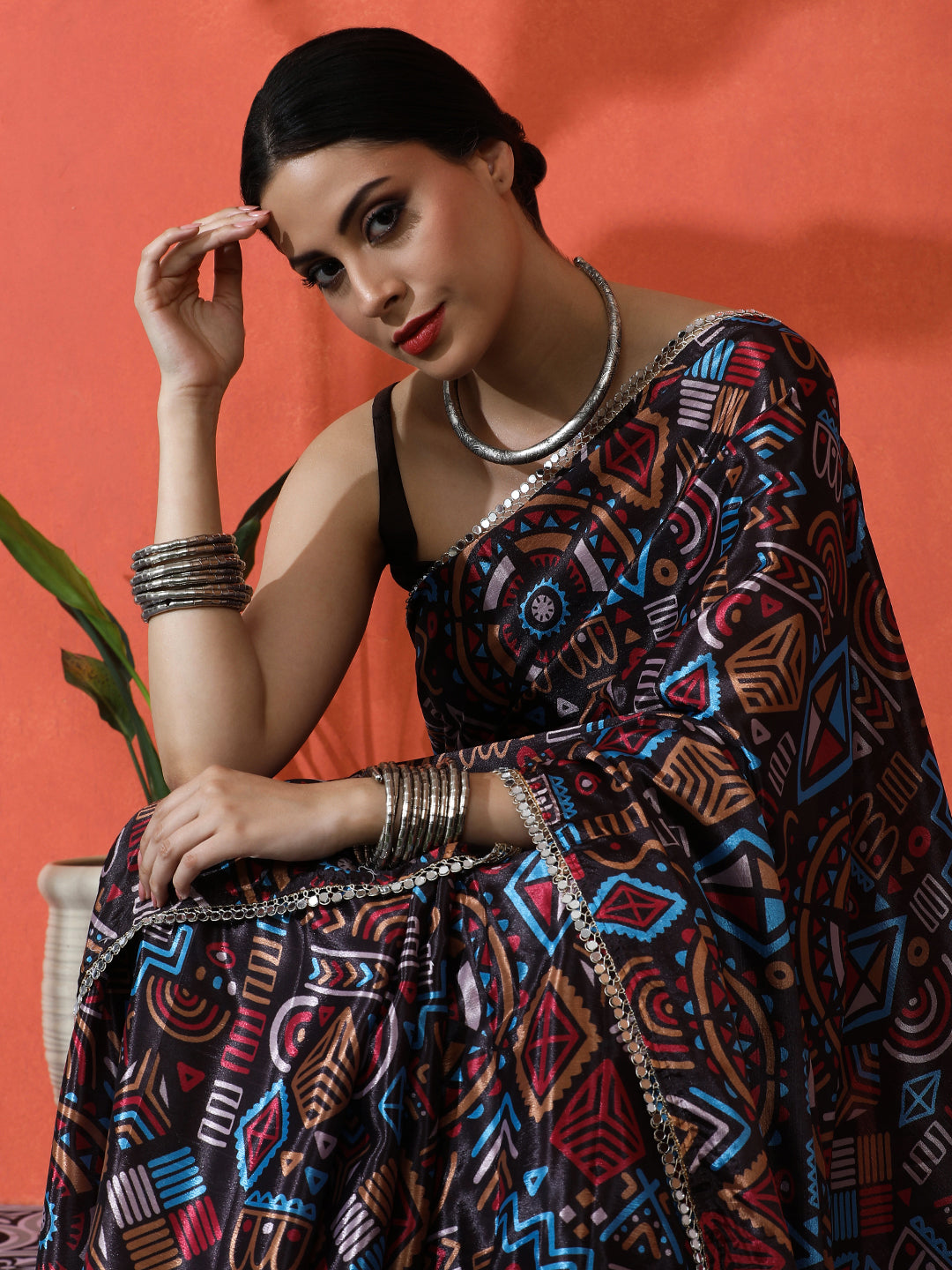 Multy Chinon Designer Digital Printed Girlie Partywear Saree