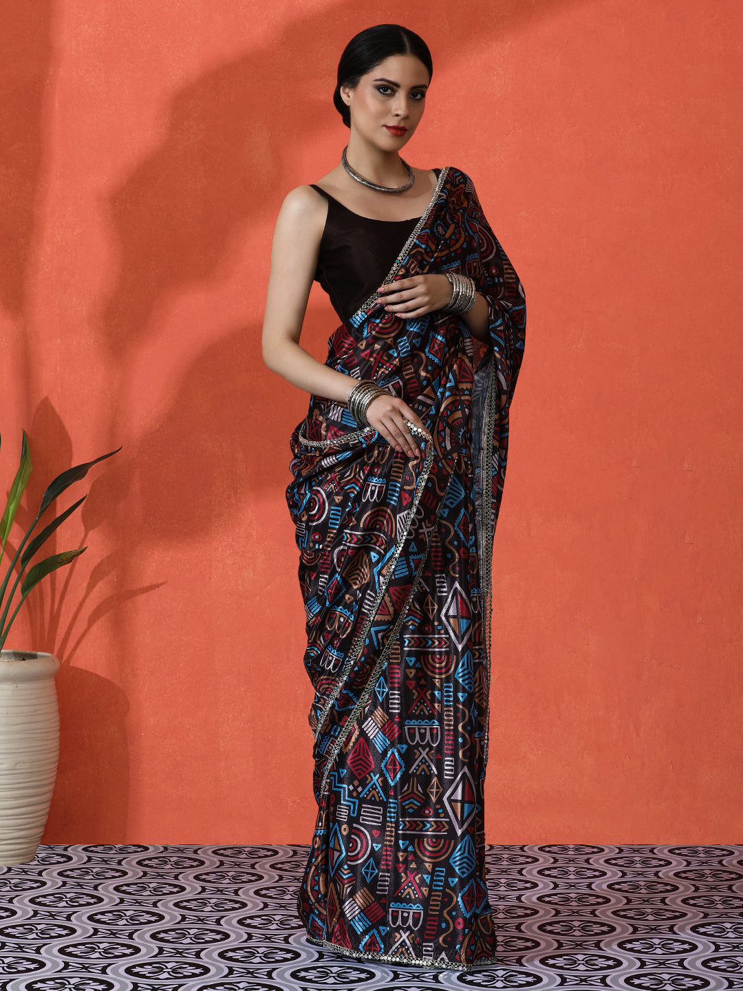 Multy Chinon Designer Digital Printed Girlie Partywear Saree