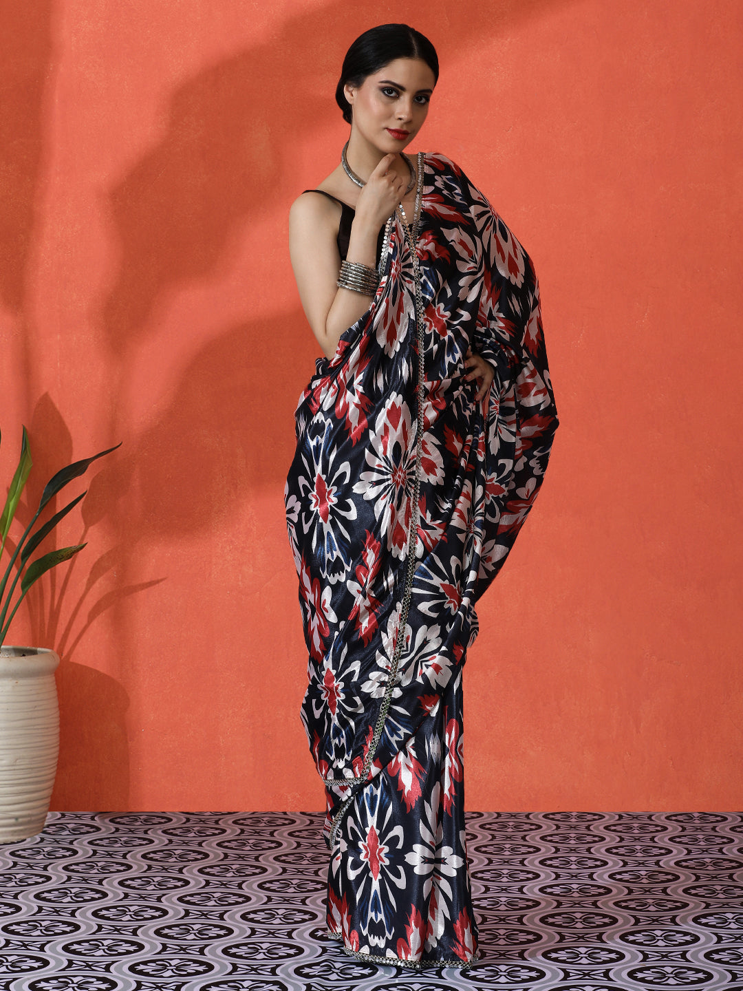 Multy Chinon Designer Digital Printed Girlie Partywear Saree